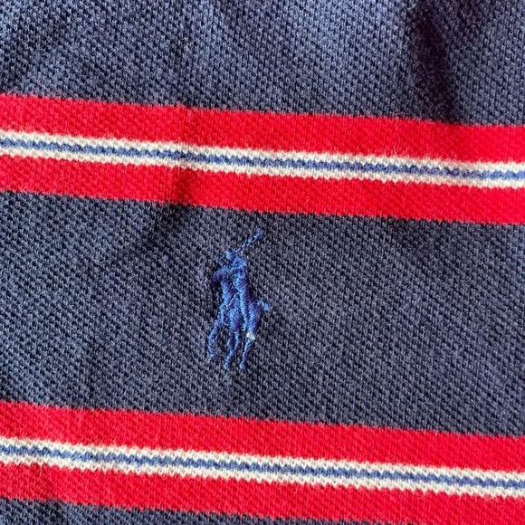 Polo Ralph Lauren Navy, Red & white Striped Polo Shirt size XL - Picture 3 of 4
